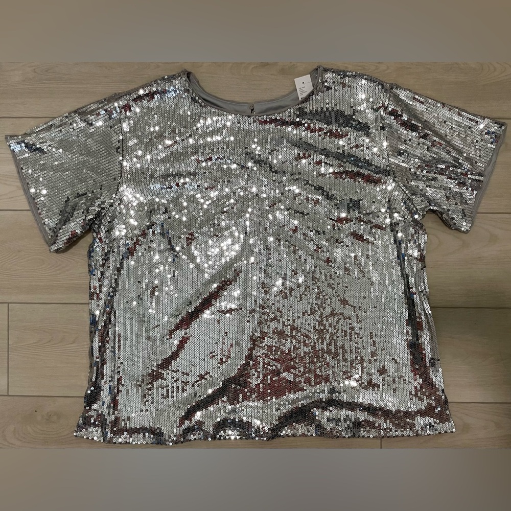 Lane Bryant Silver Sequin Blouse